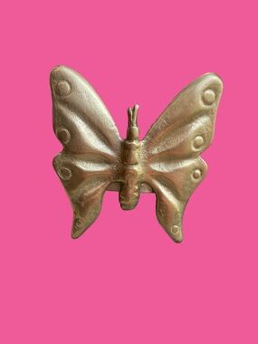 Vintage Brass Charming Elegant Butterfly Napkin Holder Ring Shiny Gold Tone